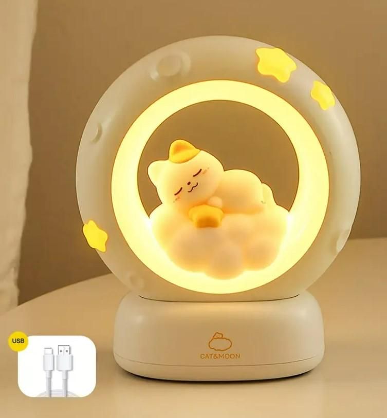 Sleeping Cat LED Night Lamp – Cozy, Cute &amp; Touch-Controlled!