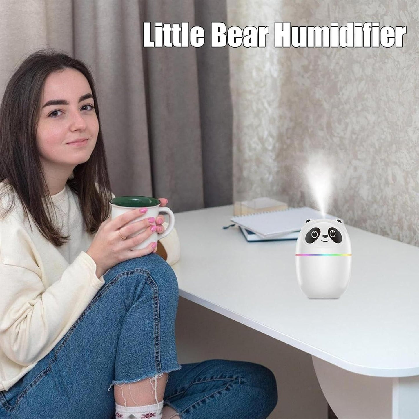 Mini Cute Panda Cool Mist Humidifier – Add Comfort & Charm to Your Space!